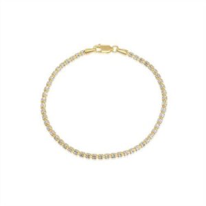 צמיד אייס איטלקי 3 שורות בחיתוך לייזר - זהב משולב כסף ISI003-8